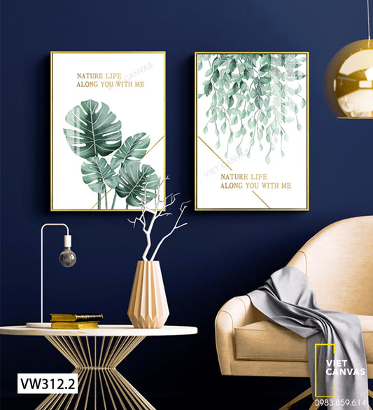 Bộ 2 Tranh Lá Cây Xanh Ngát - VW312.2