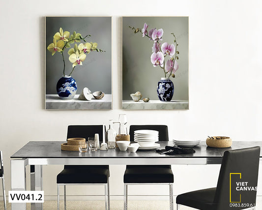 Bộ 2 Tranh Hai Lọ Hoa Lan - VV041.2