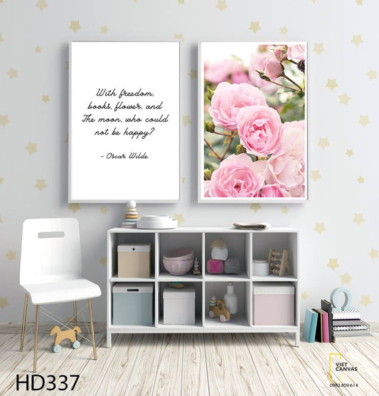 Bộ 2 Tranh Mẫu Đơn Và Quotes - HD337