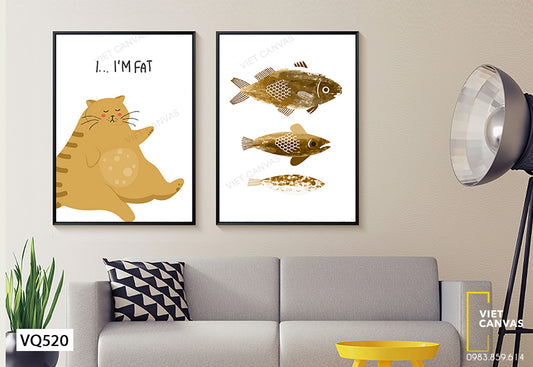 Bộ 2 Tranh Mèo Và Cá - VQ520