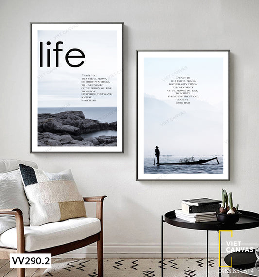 Bộ 2 Tranh Người Lái Đò Và Quotes - VV290.2