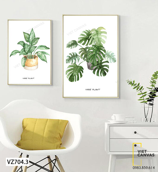 Bộ 2 Tranh Những Chậu Lá Cây Tươi Mát - VZ704.3