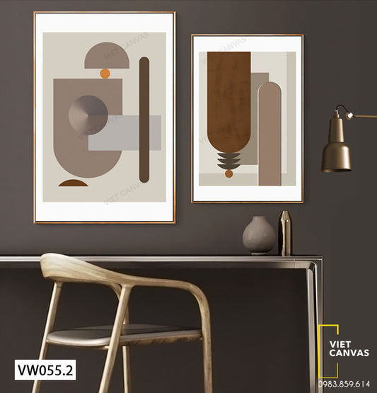 Bộ 2 Tranh Những Khối Hình Màu Nâu Đơn Giản - VW055.2