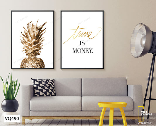 Bộ 2 Tranh Quả Dứa Và Quotes - VQ490