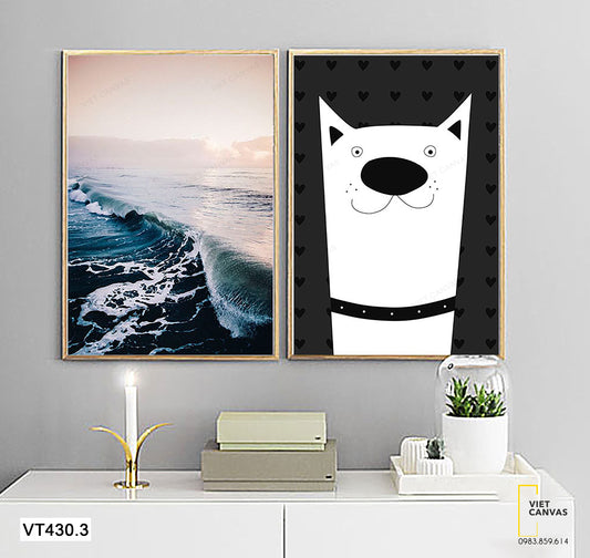 Bộ 2 Tranh Sóng Biển Và Chú Chó - VT430.3