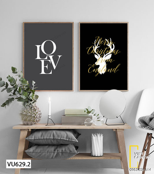 Bộ 2 Tranh Sừng Hươu Và Quotes - VU629.2