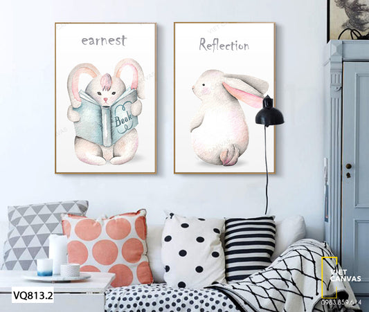 Bộ 2 Tranh Thỏ Đọc Sách - VQ813.2
