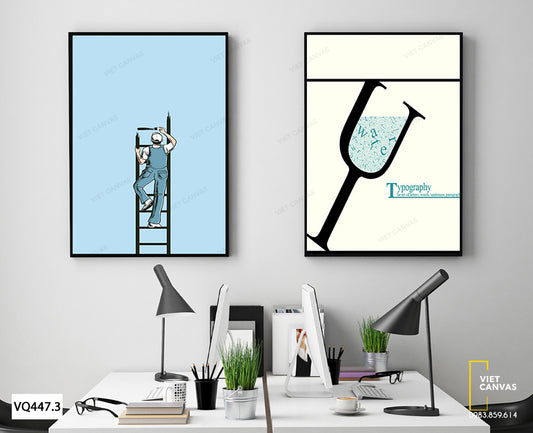 Bộ 2 Tranh Thợ Sơn Và Ly Nước - VQ447.3