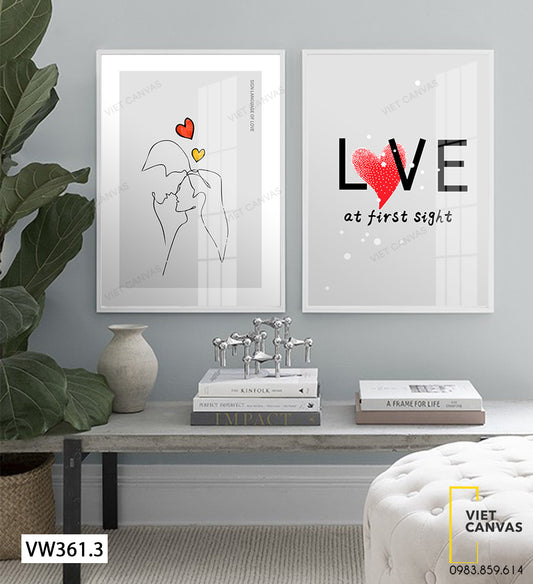 Bộ 2 Tranh Tình Yêu Cặp Đôi Và Quotes - VW361.3