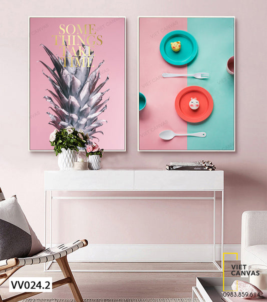 Bộ 2 Tranh Trái Dứa Và Bánh Ngọt - VV024.2