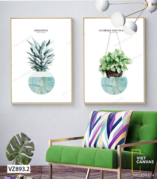 Bộ 2 Tranh Trái Dứa Và Chậu Cây - VZ893.2