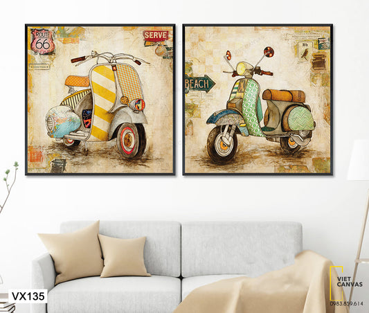 Bộ 2 Tranh Xe Máy Độc Đáo - VX135