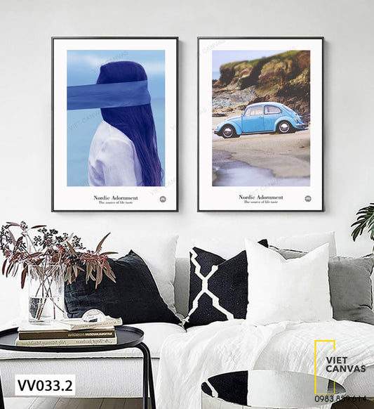 Bộ 2 Tranh Xe Với Cô Gái Giấu Mặt - VV033.2