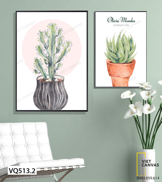 Bộ 2 Tranh Xương Rồng Và Sen Đá - VQ513.2