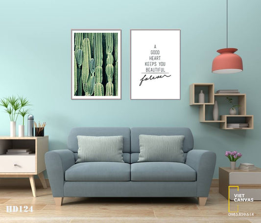 Bộ 2 Tranh Xương Rồng Và Quotes - HD124