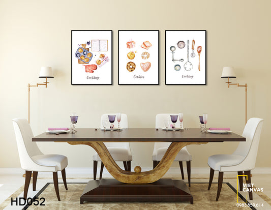 Bộ 3 Tranh Trang Trí Phòng Bếp Dễ Thương - HD052