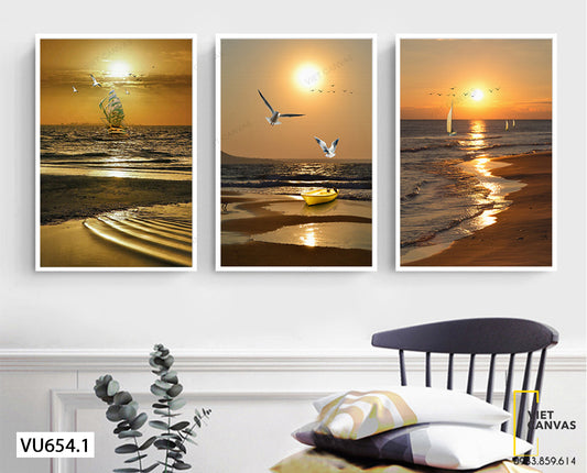 Bộ 3 Tranh Bãi Biển Và Ánh Mặt Trời - VU654.1