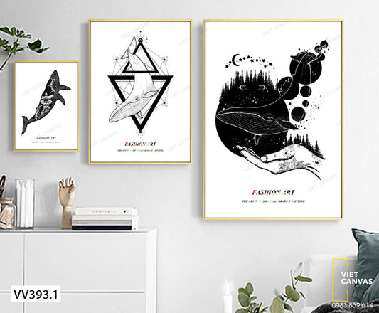 Bộ 3 Tranh Cá Voi - VV393.1