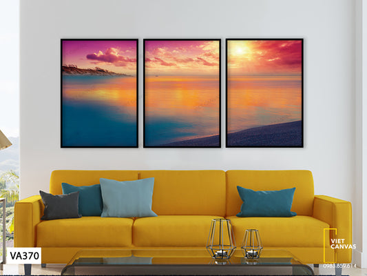 Bộ 3 Tranh Cảnh Bình Minh Trên Biển - VA370