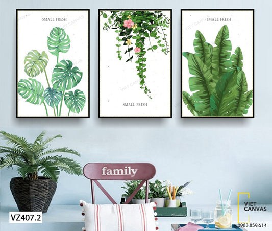 Bộ 3 Tranh Cành Lá Xanh - VZ407.2