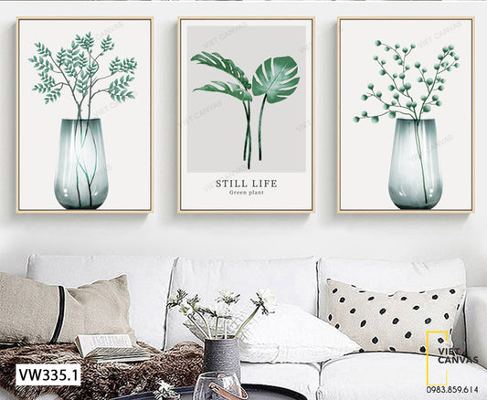 Bộ 3 Tranh Cây Lá Xanh - VW335.1