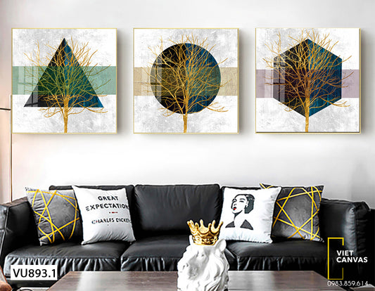 Bộ 3 Tranh Cây Và Hình Học - VU893.1