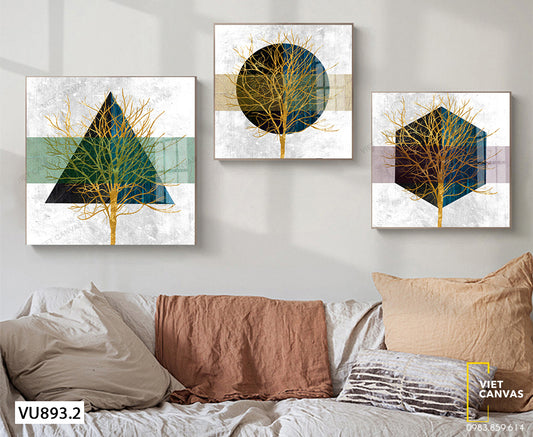 Bộ 3 Tranh Cây Và Hình Học - VU893.2