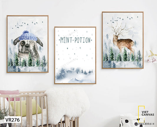 Bộ 3 Tranh Chú Chó Và Hươu - VR276