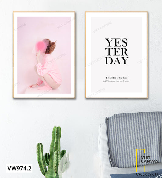 Bộ 2 Tranh Cô Gái Ngại Ngùng Và Quotes - VW974.2