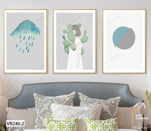Bộ 3 Tranh Cô Gái Và Đám Mây - VR240.2