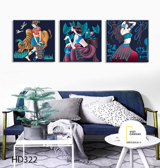 Bộ 3 Tranh Cô Gái Vùng Cao - HD322