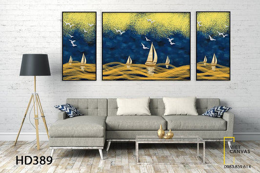 Bộ 3 Tranh Thuyền Ra Khơi - HD389