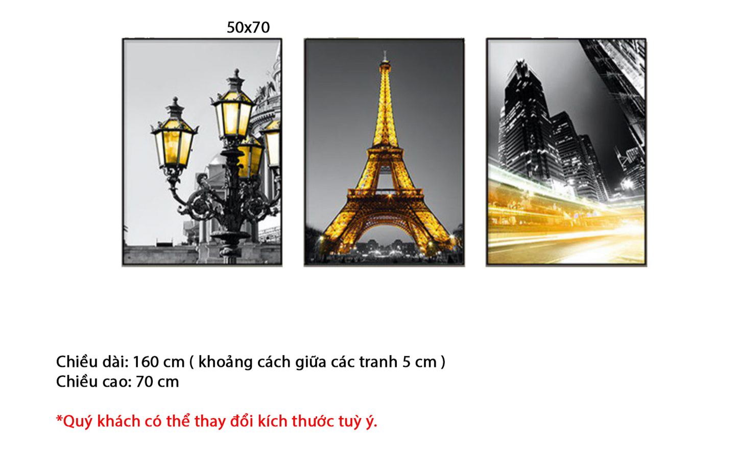 Bộ 3 Tranh Paris Về Đêm - HD295