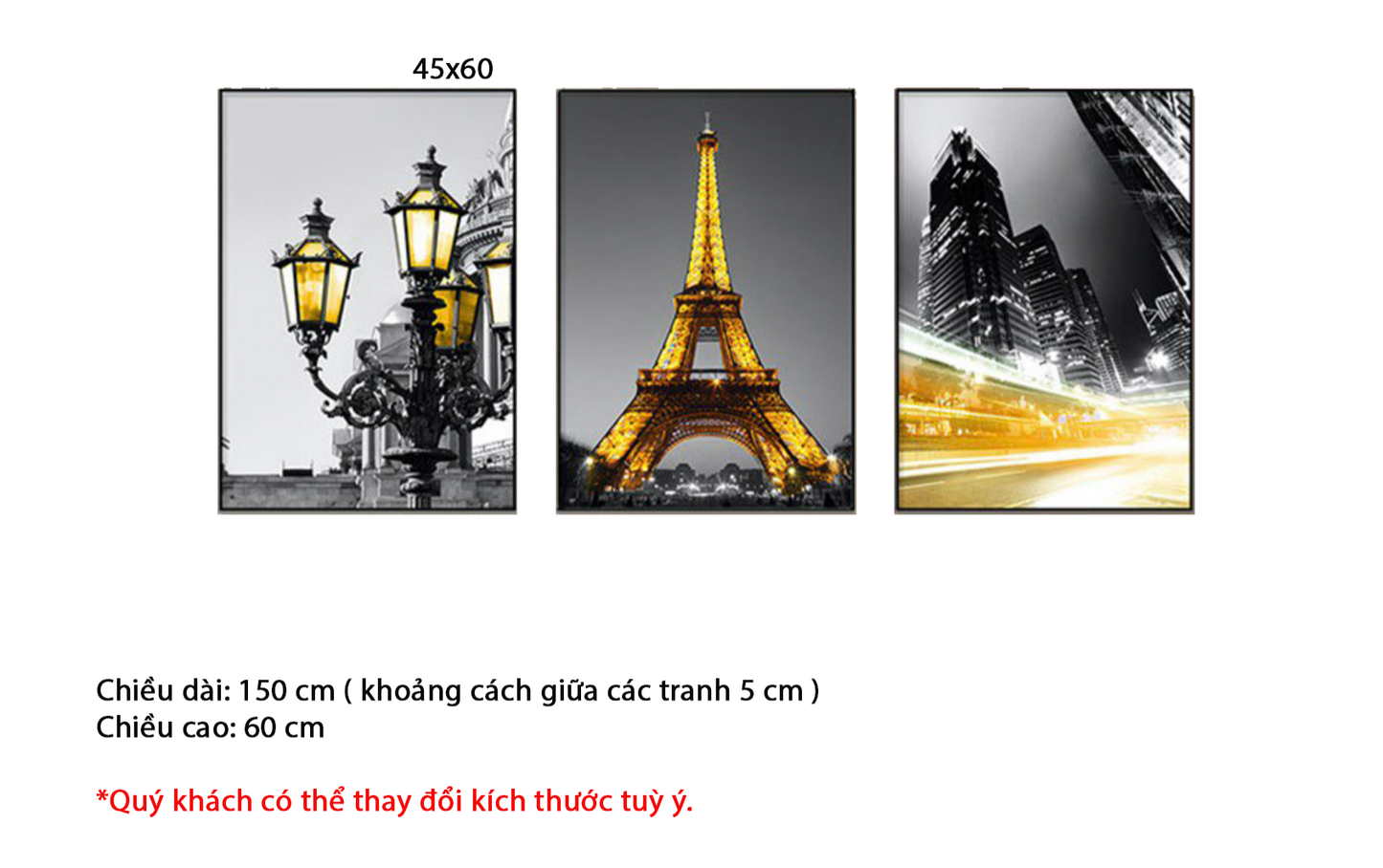 Bộ 3 Tranh Paris Về Đêm - HD295