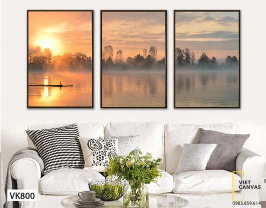 Bộ 3 Tranh Dòng Sông Và Ánh Mặt Trời - VK800