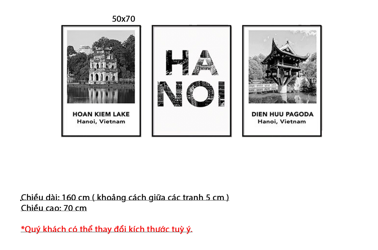 Bộ 3 Chùa Một Cột, Hồ Hoàn Kiếm Và Quotes Hà Nội - HD294