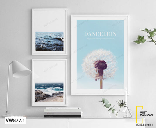 Bộ 3 Tranh Hoa Bồ Công Anh Và Biển - VW877.1