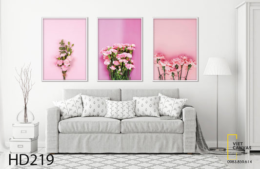Bộ 3 Tranh Hoa Cẩm Chướng Lãng Mạn - HD219