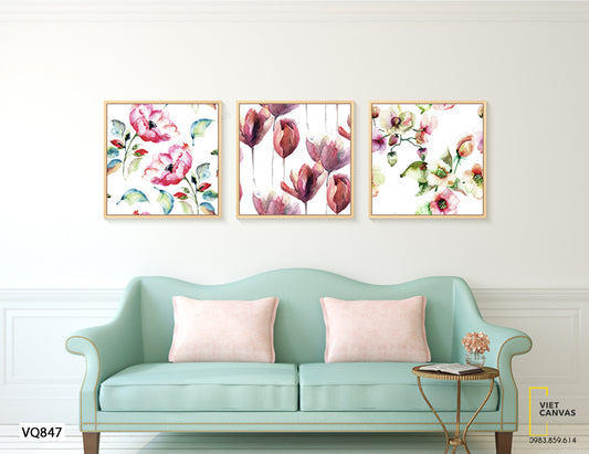 Bộ 3 Tranh Hoa Khoe Sắc - VQ847