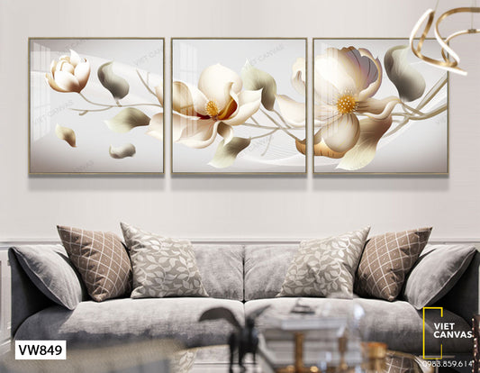 Bộ 3 Tranh Hoa Lan Trắng - VW849