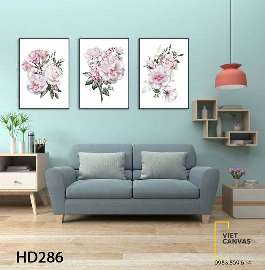Bộ 3 Tranh Hoa Mẫu Đơn - Hd286