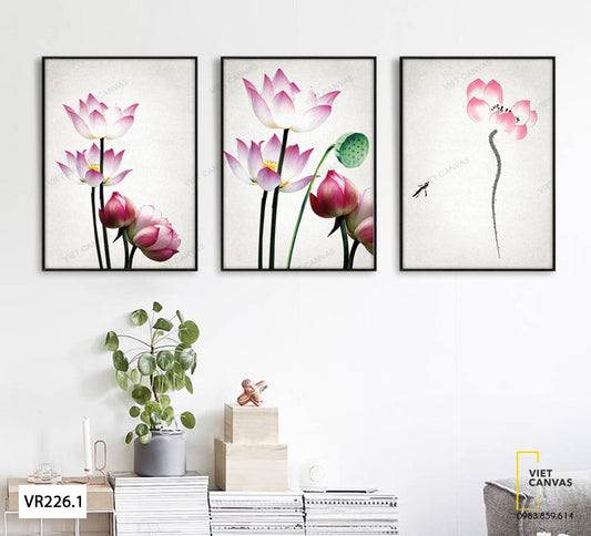 Bộ 3 Tranh Hoa Sen - VR226.1