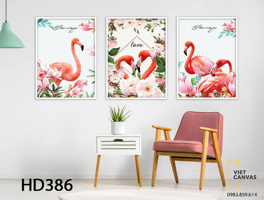 Bộ 3 Tranh Hồng Hạc Uyên Ương - HD386