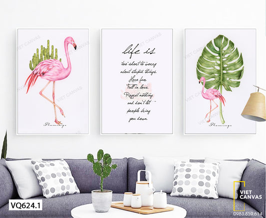 Bộ 3 Tranh Hồng Hạc Và Quotes - VQ624.1