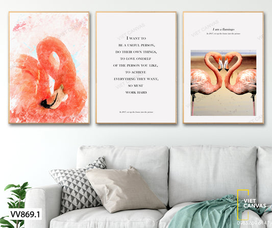 Bộ 3 Tranh Hồng Hạc Và Quotes - VV869.1