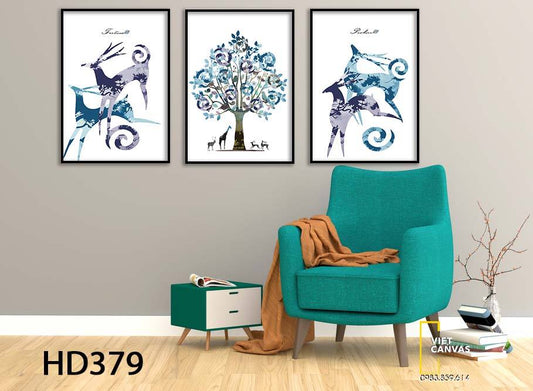 Bộ 3 Tranh Hươu Và Cây - HD379