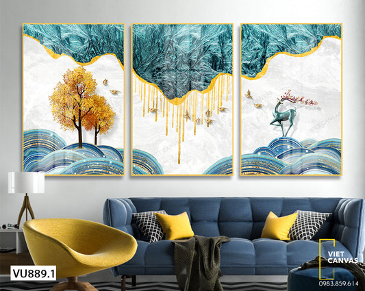 Bộ 3 Tranh Hươu Và Cây - VU889.1