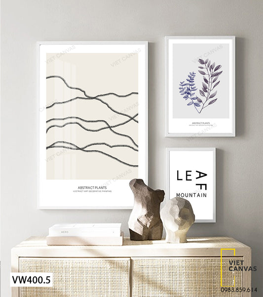 Bộ 3 Tranh Lá Cây Đơn Giản Và Quotes - VW400.5
