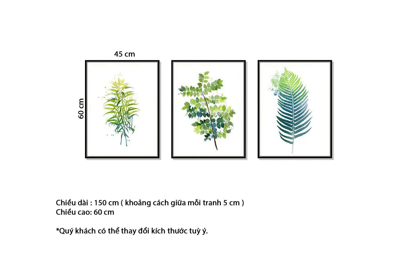 Bộ 3 Tranh Lá Cây Tươi Mát - HD217