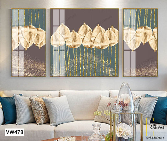 Bộ 3 Tranh Lá Cây Vàng - VW478